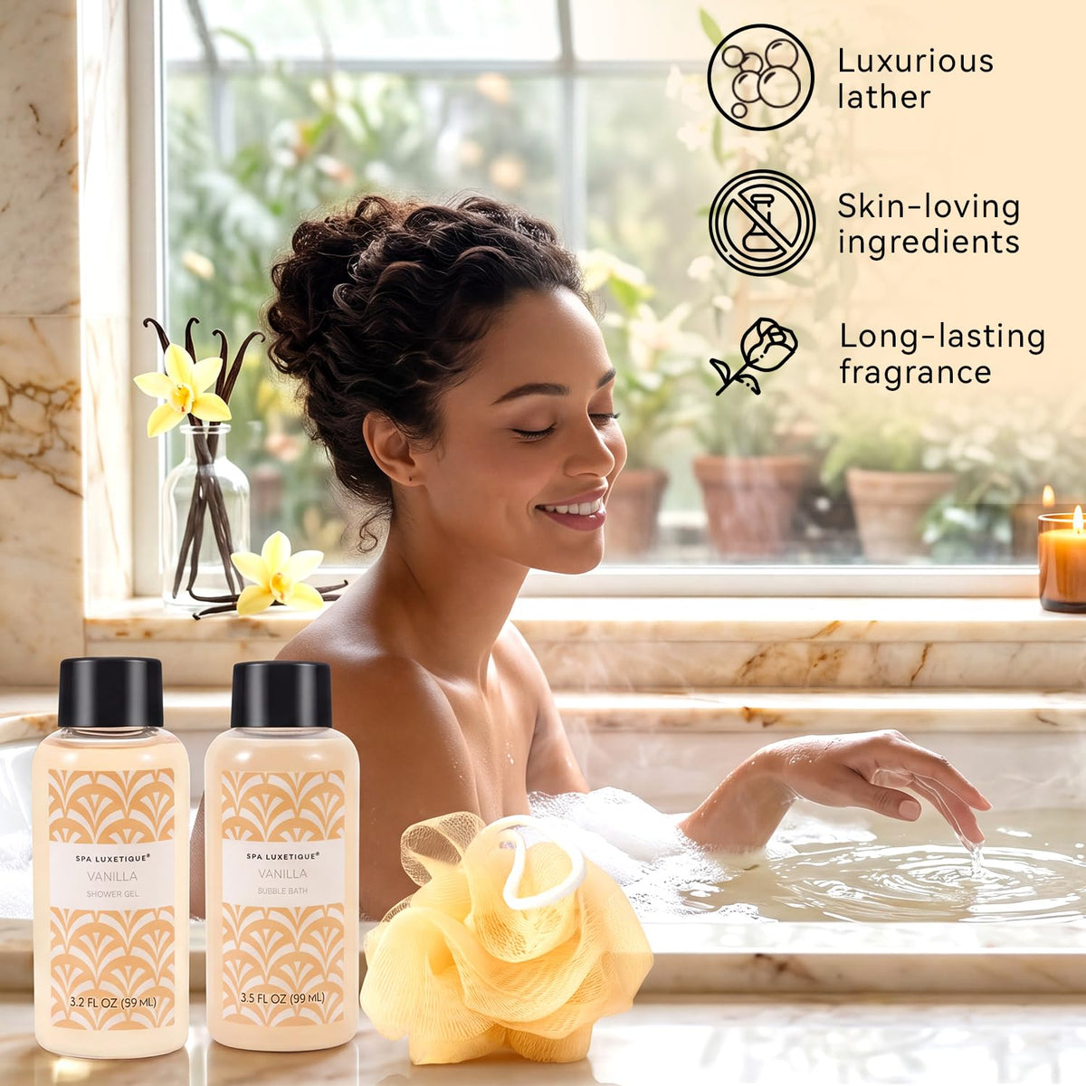 Spa Luxetique bubble bath bottle from the spa set