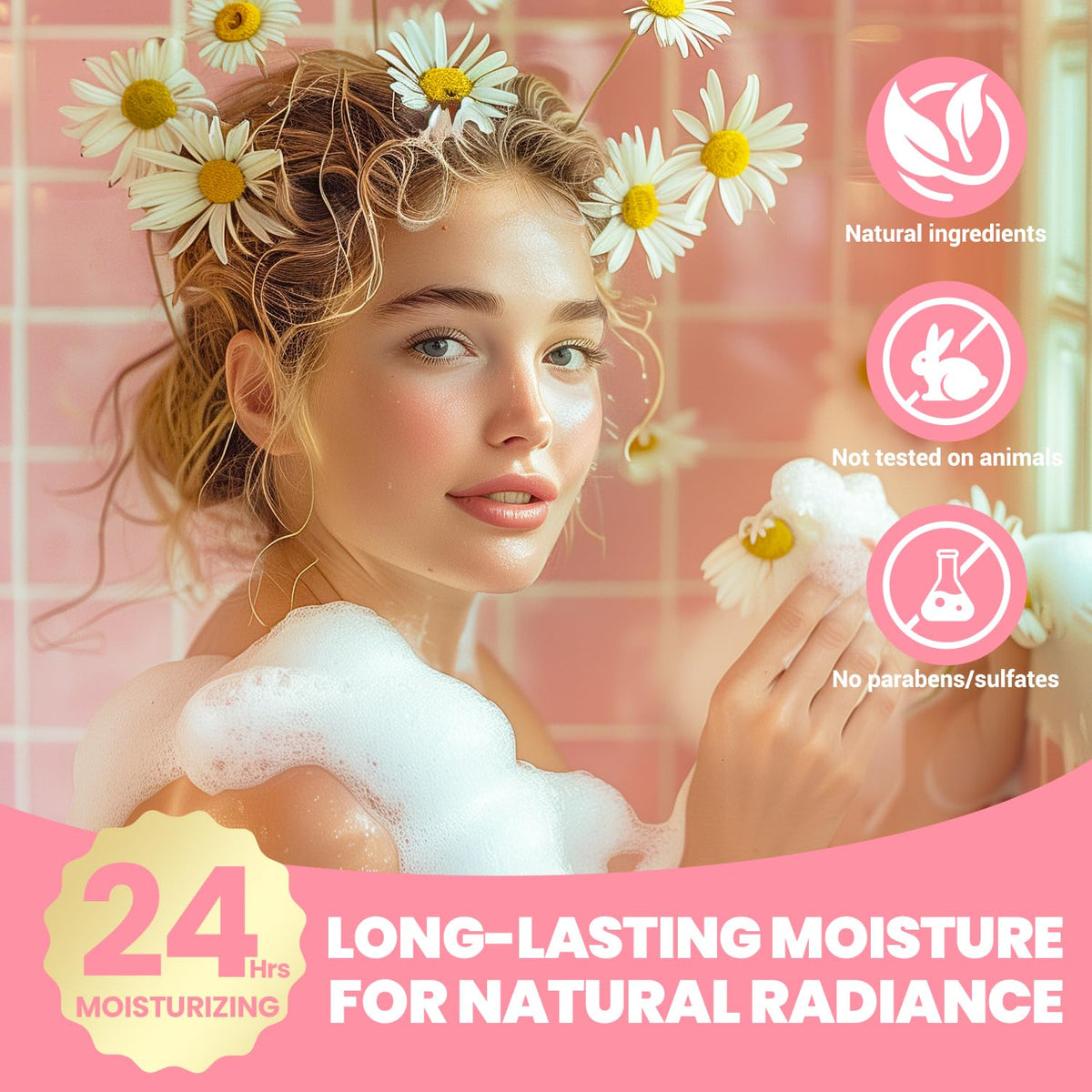 spa luxetique Daisy Bath and Body Gift Set 8PCS essential oil and bath puff