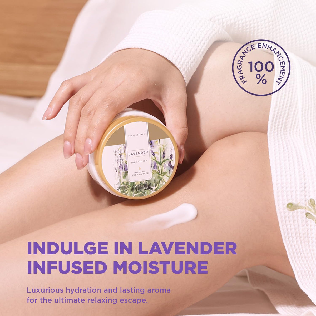 Spa Luxetique Lavender bath salts in decorative jar