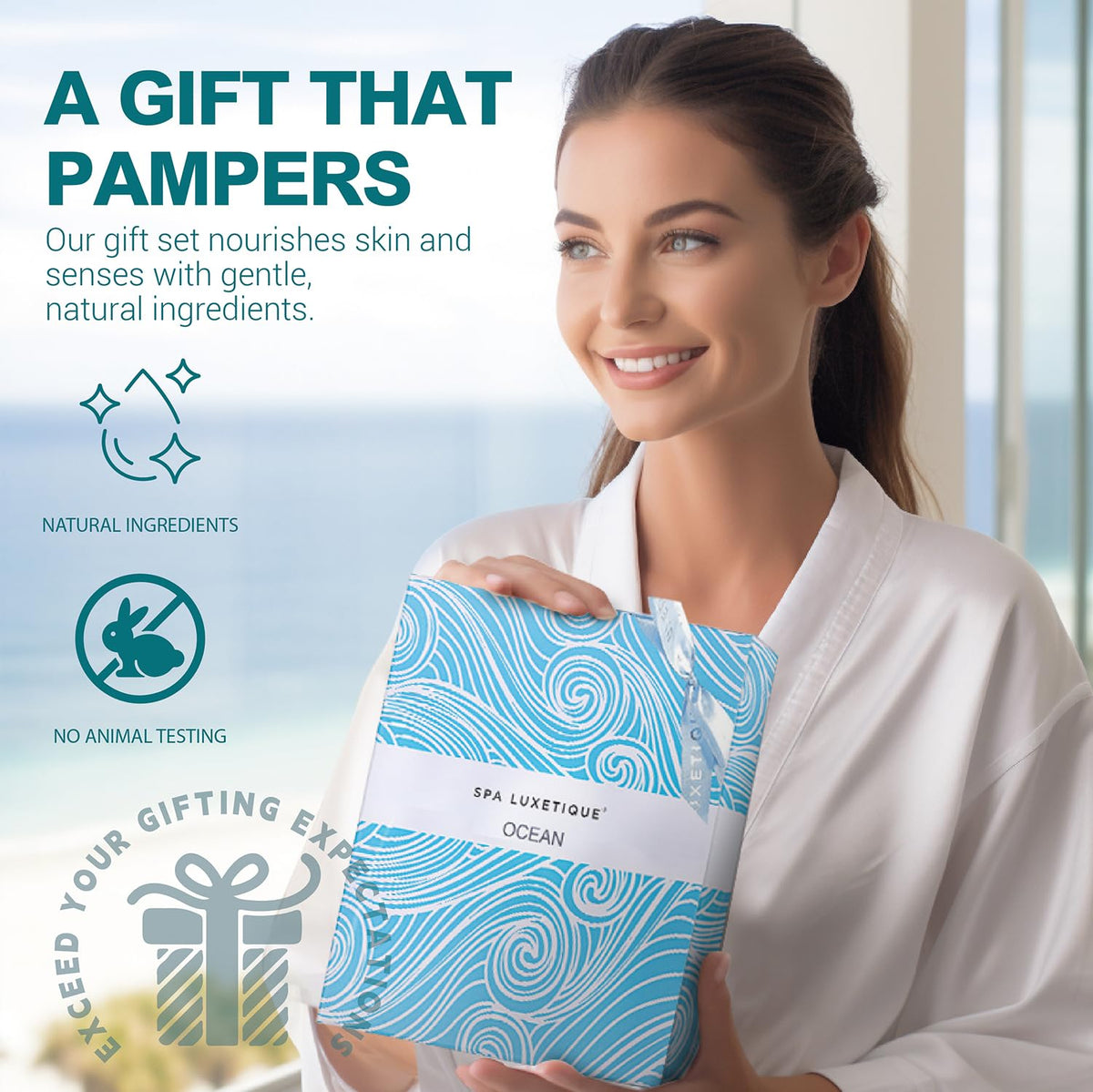 Spa Luxetique Ocean Spa Gift Set displayed in a relaxing setting