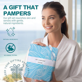 Spa Luxetique Ocean Spa Gift Set displayed in a relaxing setting