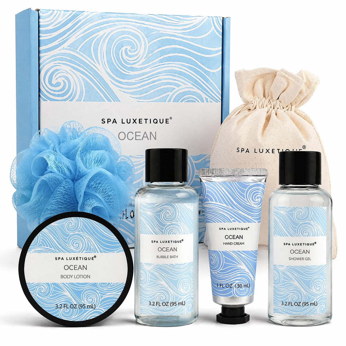 Spa Luxetique Ocean Spa Gift Set front view with all products
