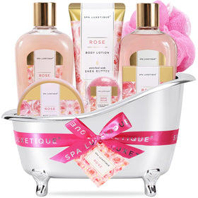 Spa Luxetique Rose Spa Gift Set front view with all products displayed