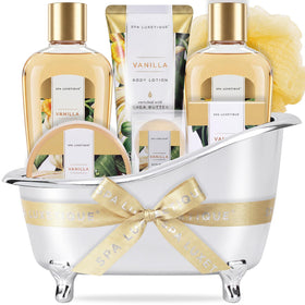 spa luxetique Vanilla Spa Gift Set 8PCS with bathtub and products