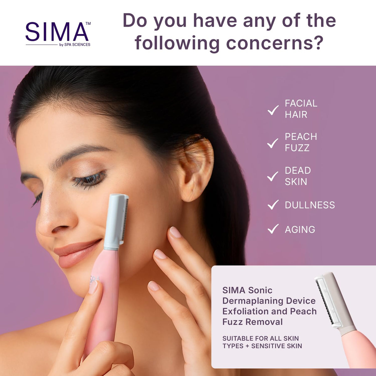 SPA SCIENCES SIMA Dermaplane Razor with 19 dermaplaning blades displayed