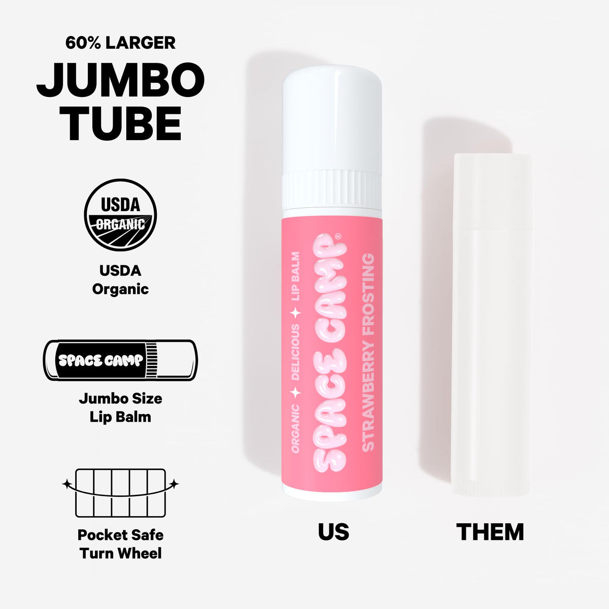 Space Camp Jumbo Lip Balm Strawberry Frosting texture close-up