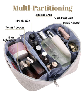 Spacious BOYATU makeup bag showing zipper opening