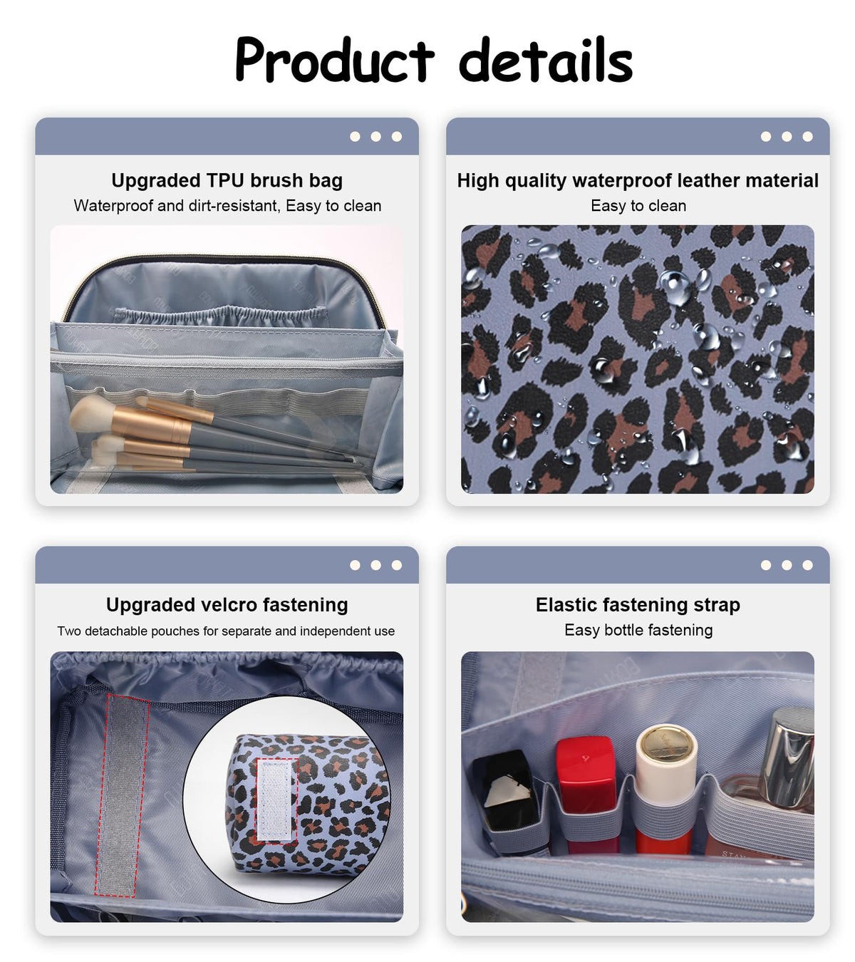 Spacious interior of BOYATU makeup bag with skincare products