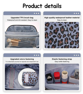 Spacious interior of BOYATU makeup bag with skincare products