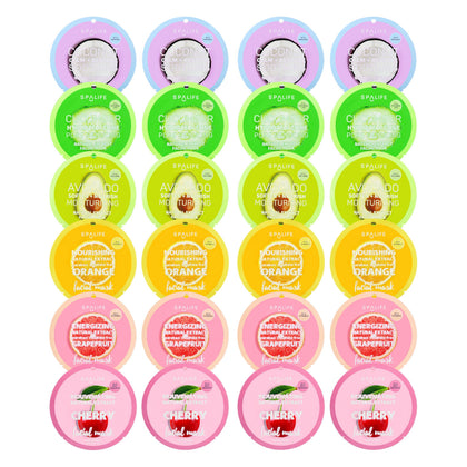 SpaLife Beauty Fruit Facial Sheet Masks 24 Pack front view