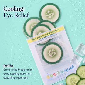 SpaLife Cooling Cucumber Eye Pads with a refreshing cucumber background