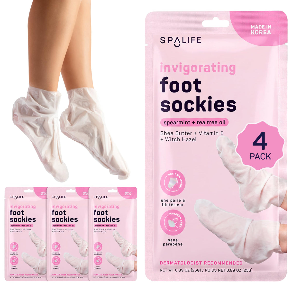 SpaLife Moisturizing Foot Sockies front view with packaging