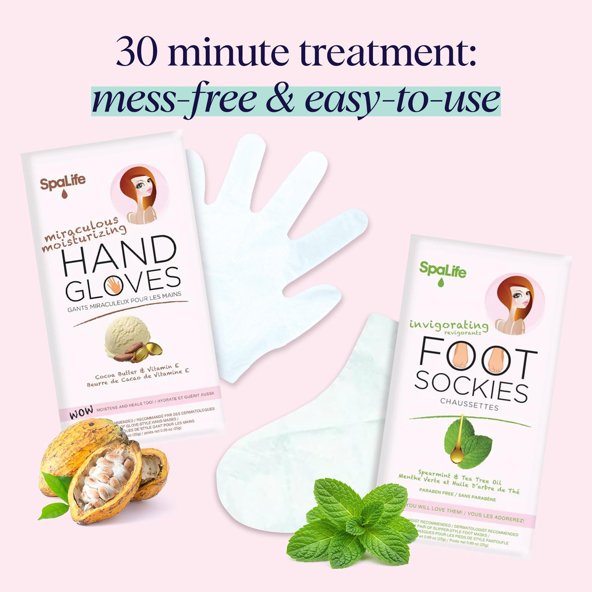 SpaLife Moisturizing Hand Gloves on hands