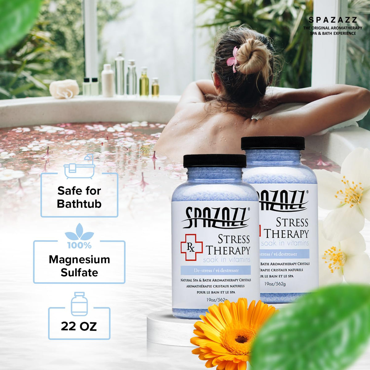 Spazazz RX Stress Therapy Bath Salts crystals close-up