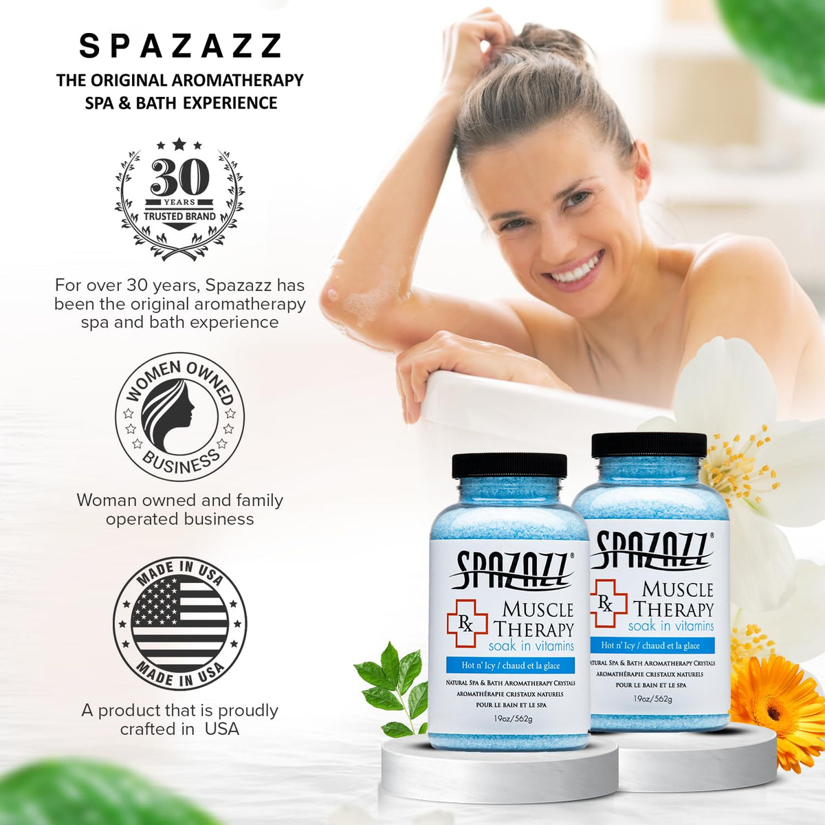 Spazazz RX Therapy Crystals being poured into a bath