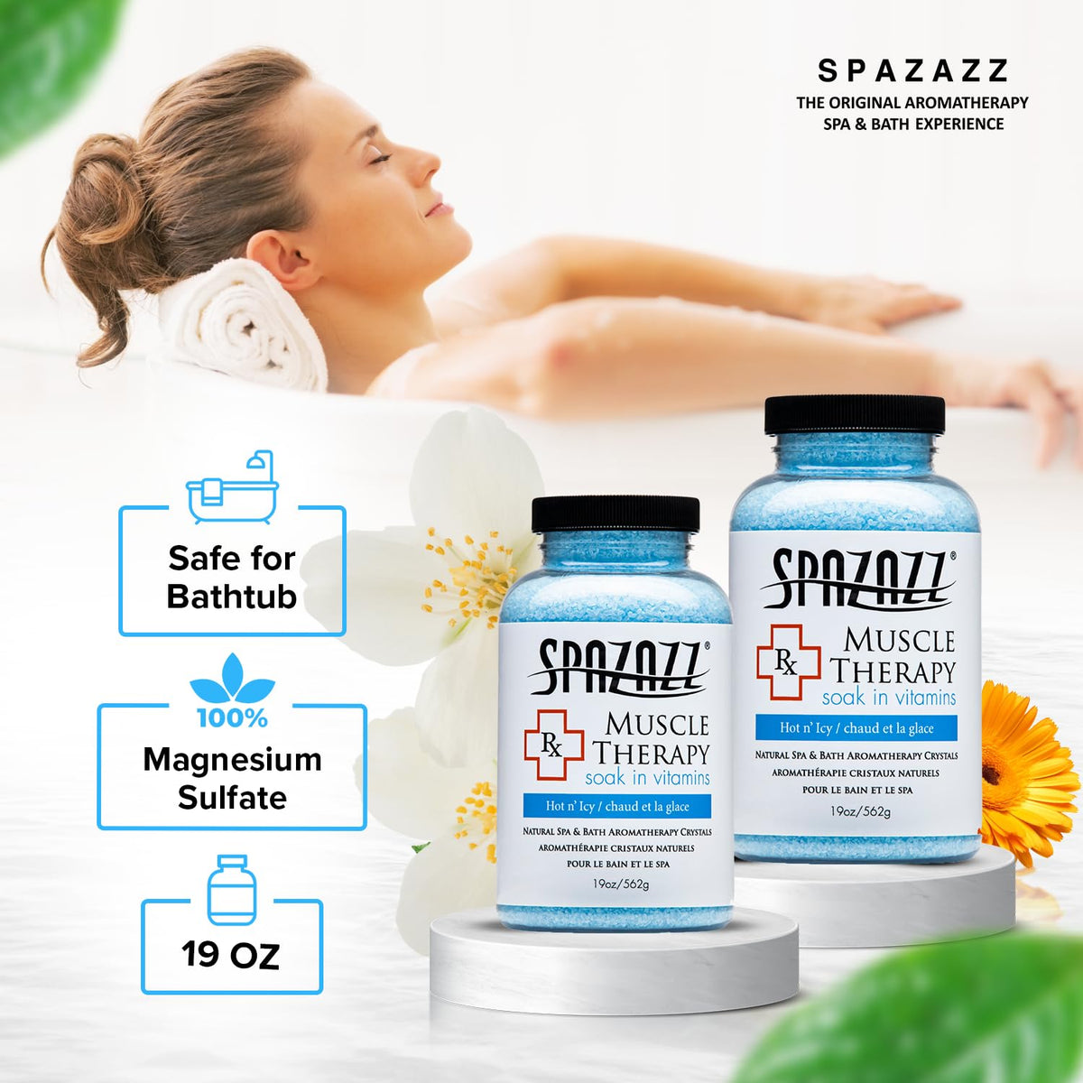 Spazazz RX Therapy Crystals in a warm bath setting