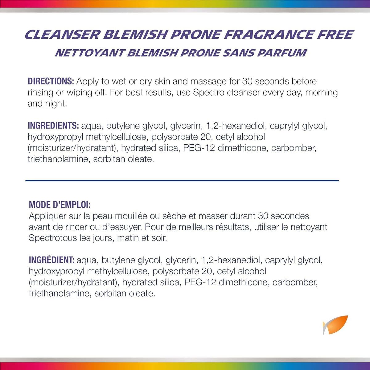 Spectro Cleanser Fragrance Free 200ml packaging details