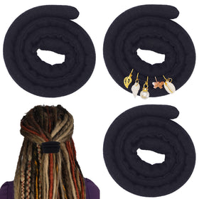 Spiral Lock Hair Tie Set for Dreadlocks in Black, front view