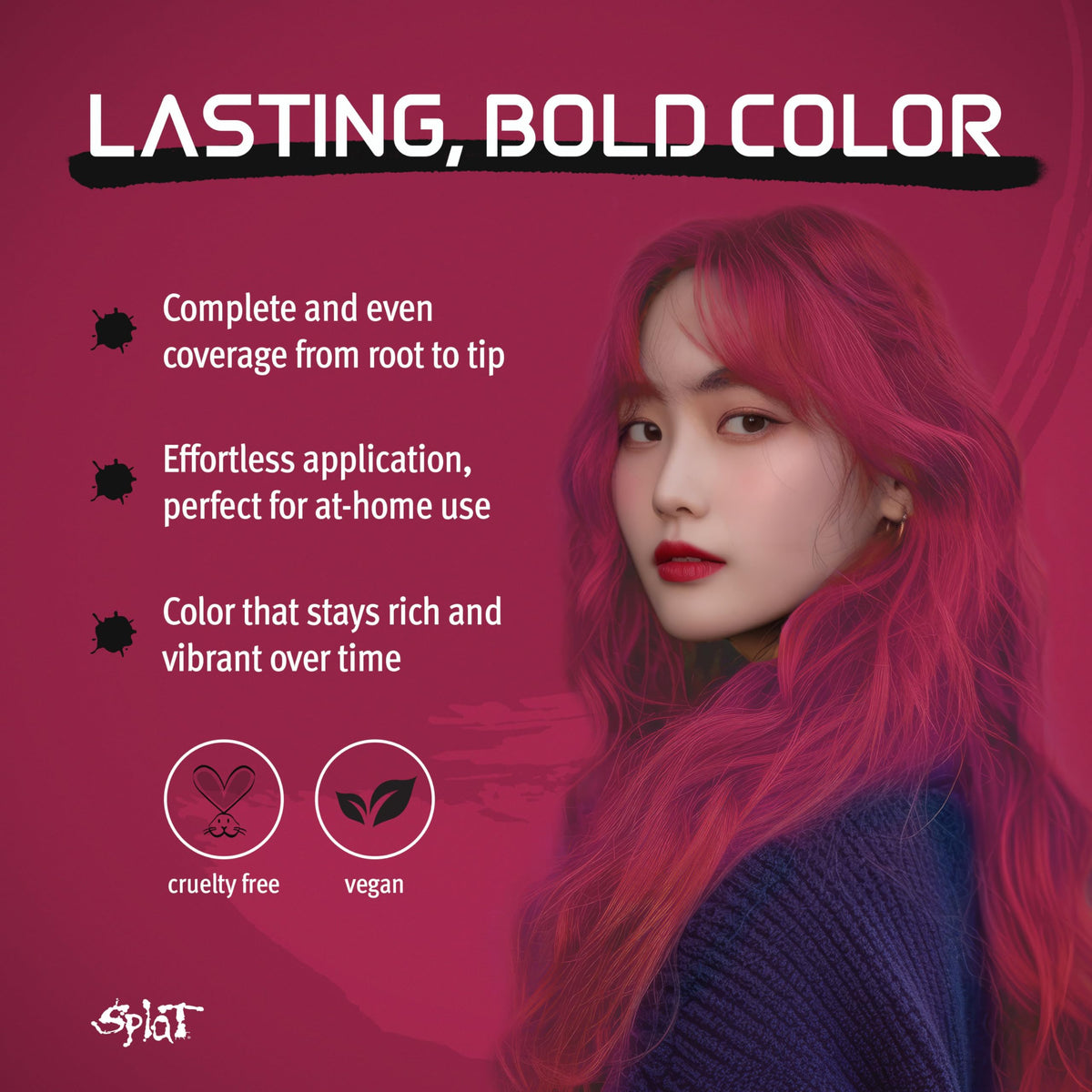 Splat Midnight Pink Sapphire Hair Dye Kit contents including dye, conditioner, and gloves