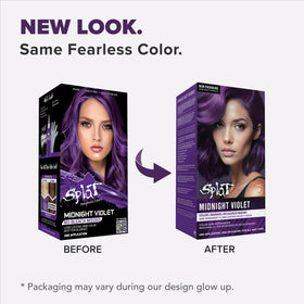 Splat Midnight Violet hair dye application process with gloves