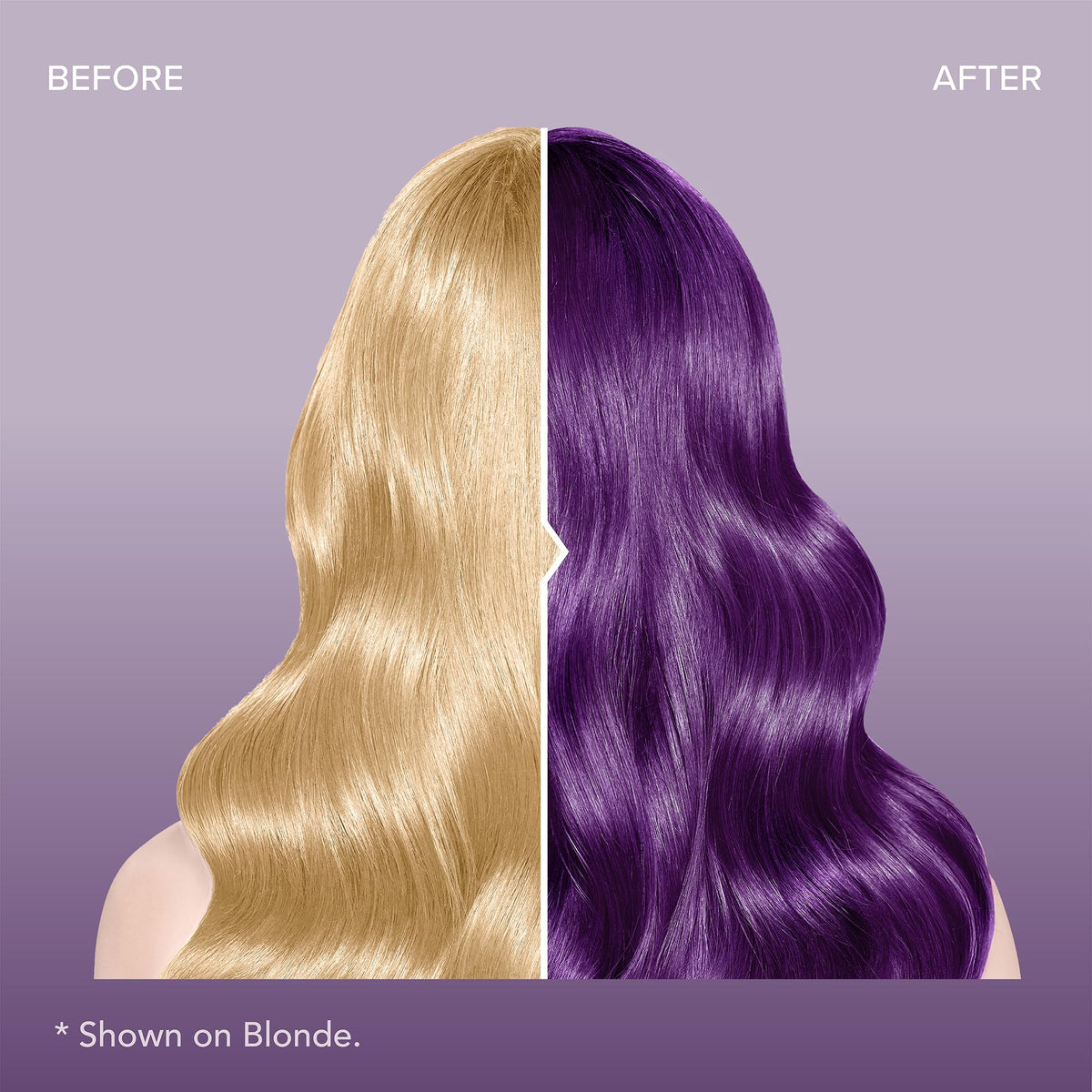 Splat Midnight Violet hair dye applied to blonde hair