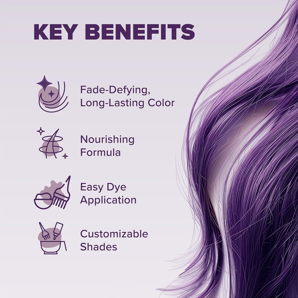 Splat Midnight Violet hair dye results on styled hair