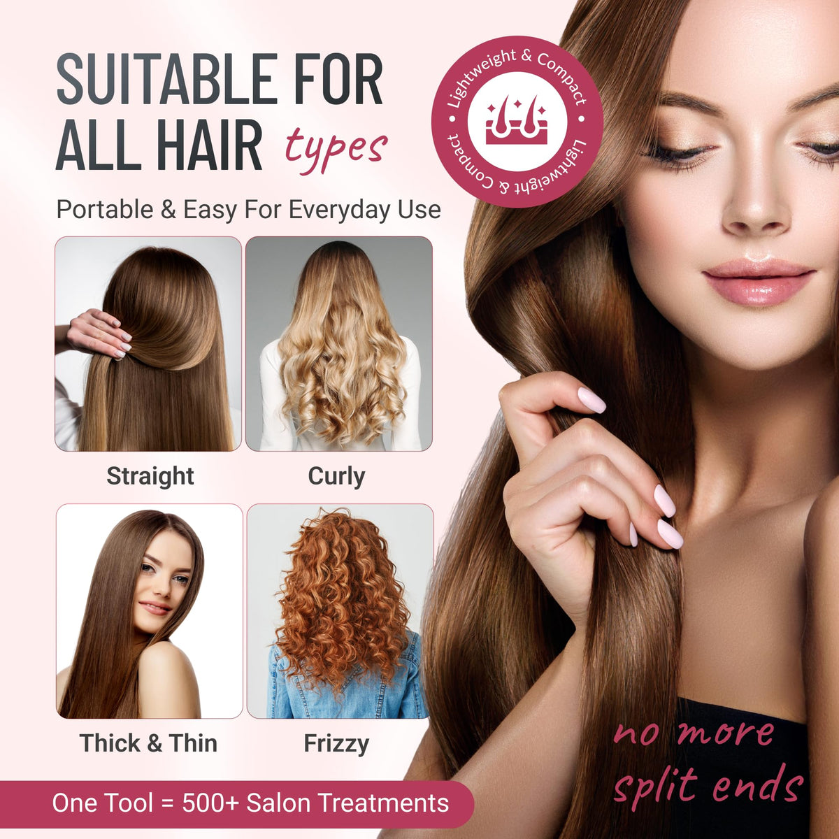 Split-Ender Mini being used on curly hair in a bathroom setting