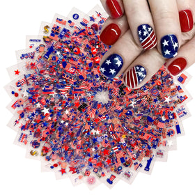 SPLOCUDU 30 sheets of 4th of July nail stickers with American flag designs