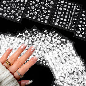 SPLOCUDU Christmas Nail Art Stickers 30 sheets featuring snowflakes and Santa Claus
