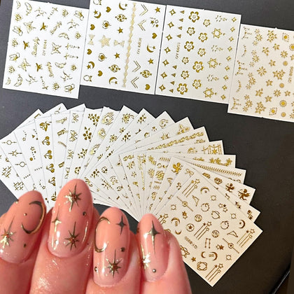 SPLOCUDU Gold Nail Art Stickers 30 sheets front view