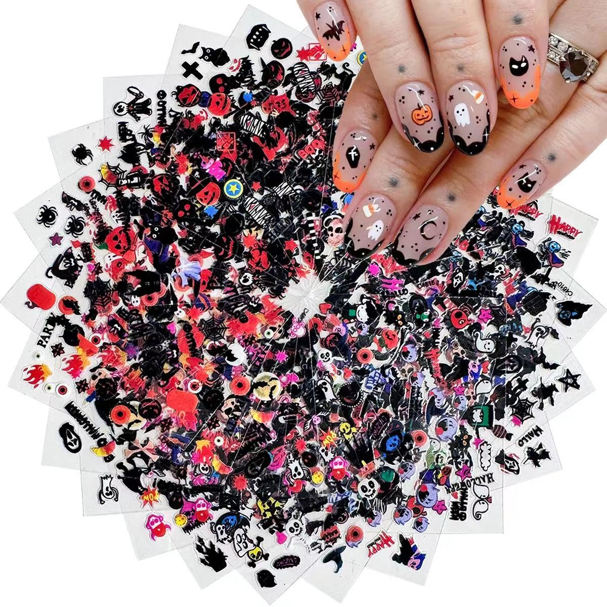 SPLOCUDU Halloween Nail Stickers 24 sheets with various designs