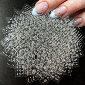 SPLOCUDU Silver Nail Art Stickers 30 sheets front view