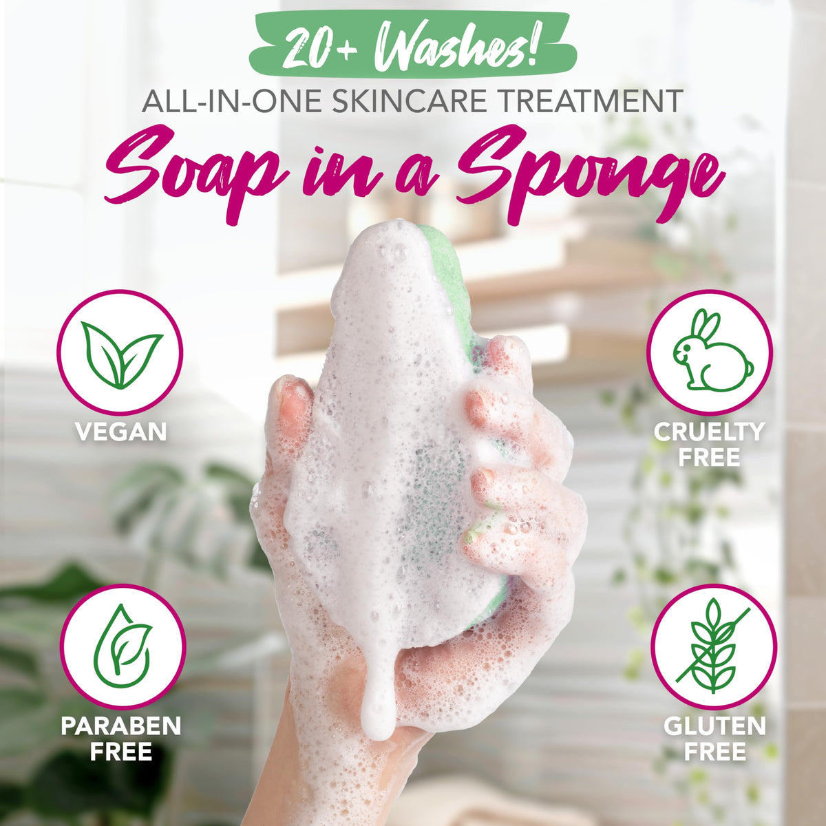Spongeables Anti Cellulite Body Wash Sponge packaging display