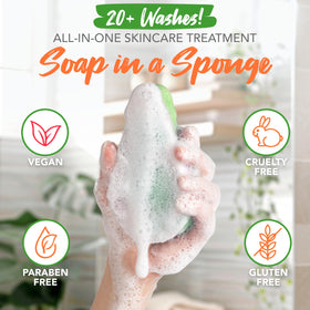 Spongeables Anti Cellulite Body Wash Sponge with apple scent close-up