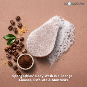 Spongeables Anti Cellulite Body Wash Sponge with packaging, side view