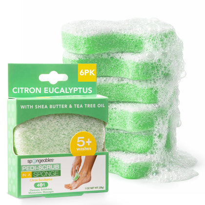 Spongeables Pedi Scrub Foot Exfoliating Sponge 6 Count front view