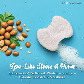 Spongeables Pedi Scrub Foot Exfoliating Sponge showing dual-textured design
