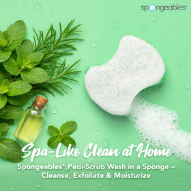 Spongeables Pedi Scrub Foot Exfoliating Sponge side view showing dual texture