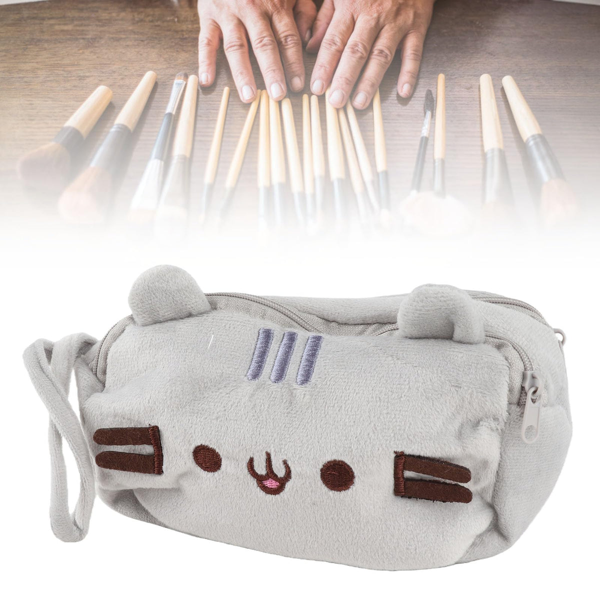 Srliya Kitten Motif Toiletry Bag in use during travel