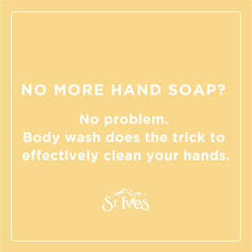 St. Ives Body Wash 16 Oz alongside a towel and soap dish