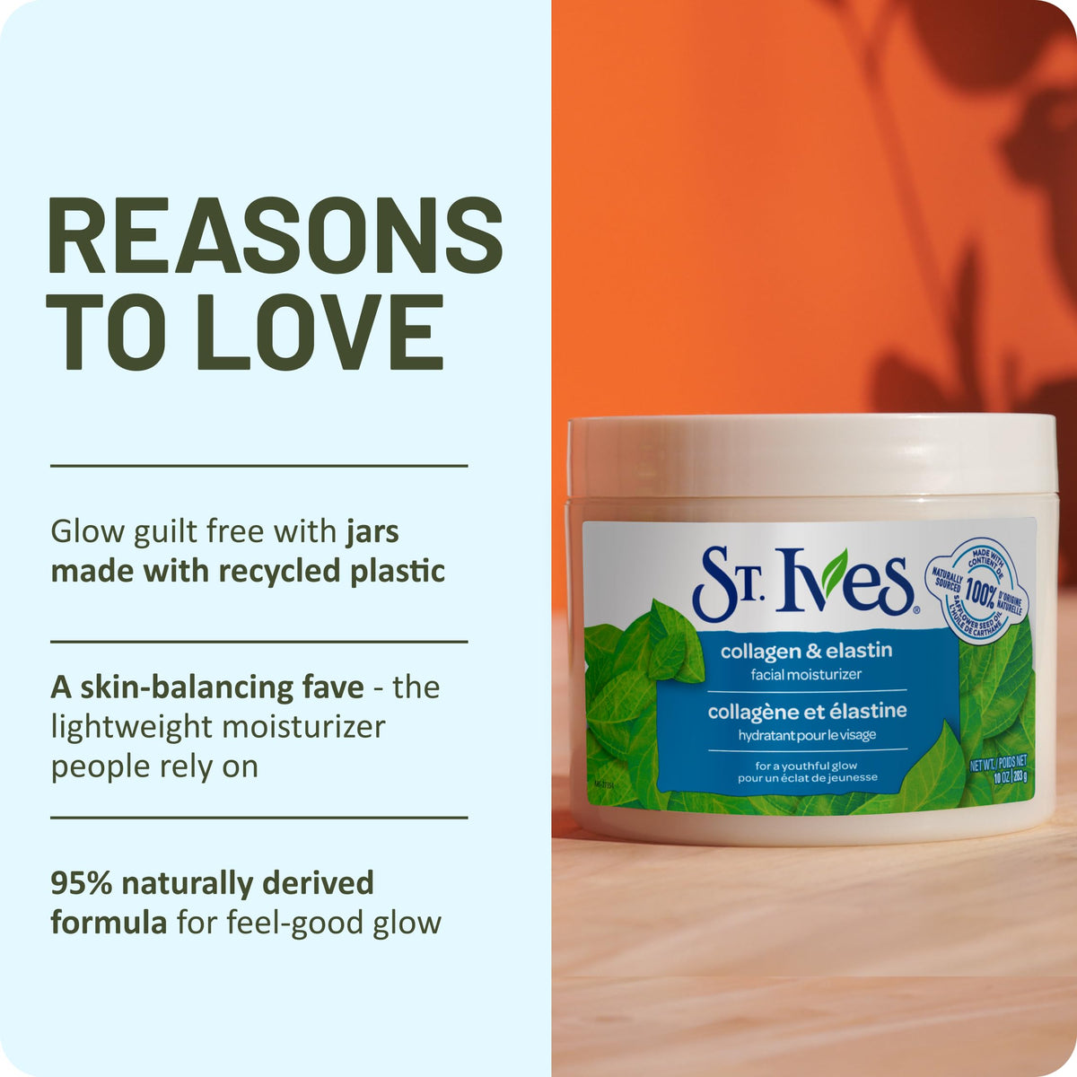 St. Ives Collagen Elastin Face Moisturizer with a towel