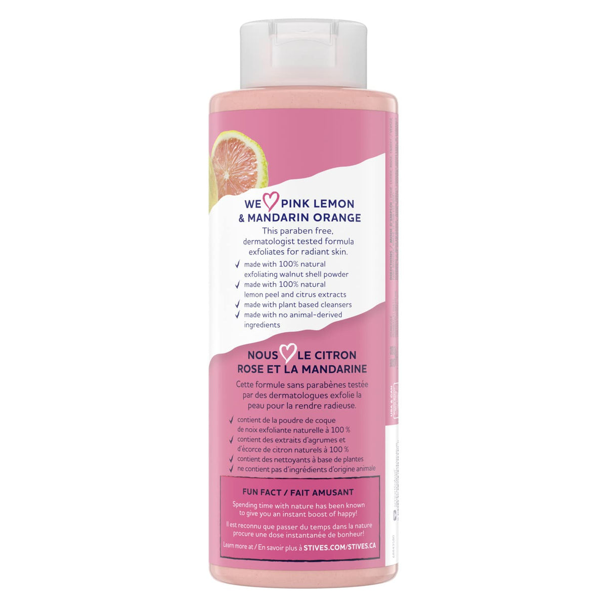 St. Ives Exfoliating Body Wash back view showing ingredients