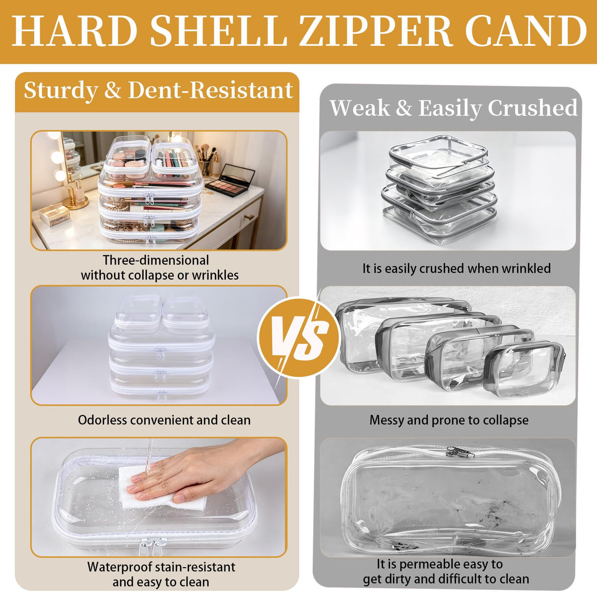 stacked jayuwe clear hard shell zipper cases with lids