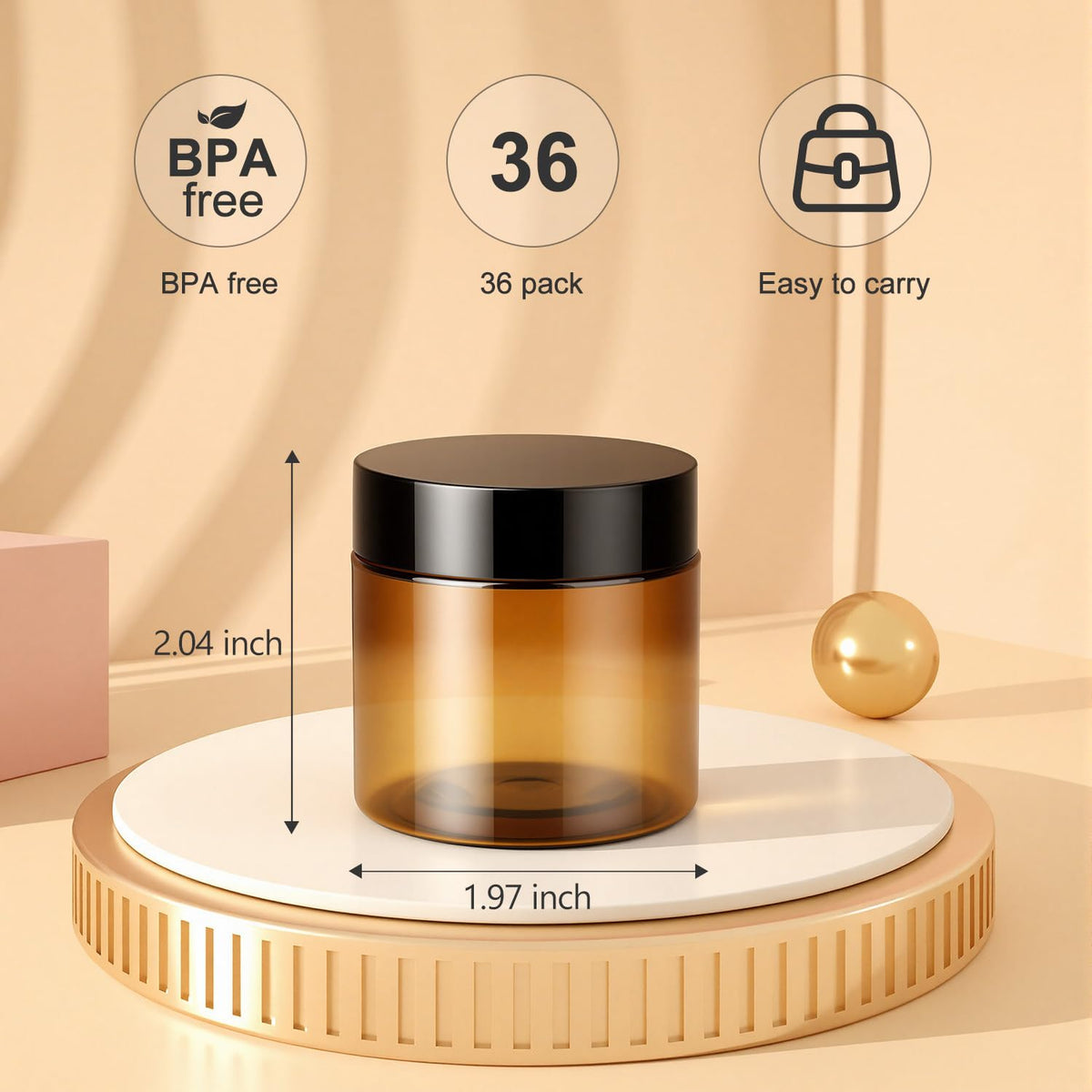 Stacked Loretoy 2 OZ jars showing smooth design