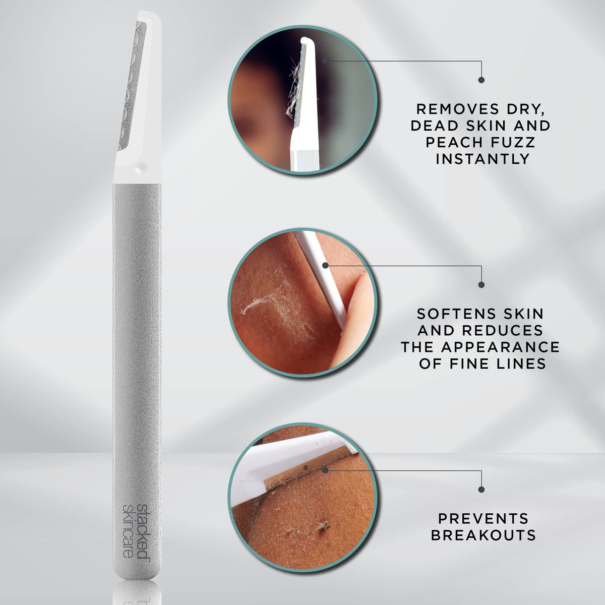 StackedSkincare dermaplaning tool with new blade attached
