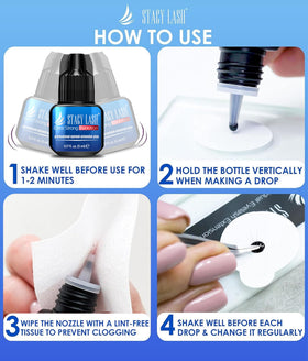 STACY LASH Extra Strong Evolution Eyelash Extension Glue on a beauty table