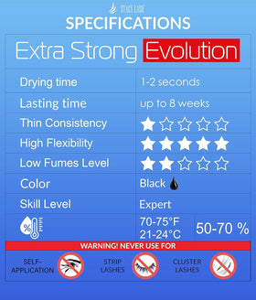 STACY LASH Extra Strong Evolution Eyelash Extension Glue with application tools