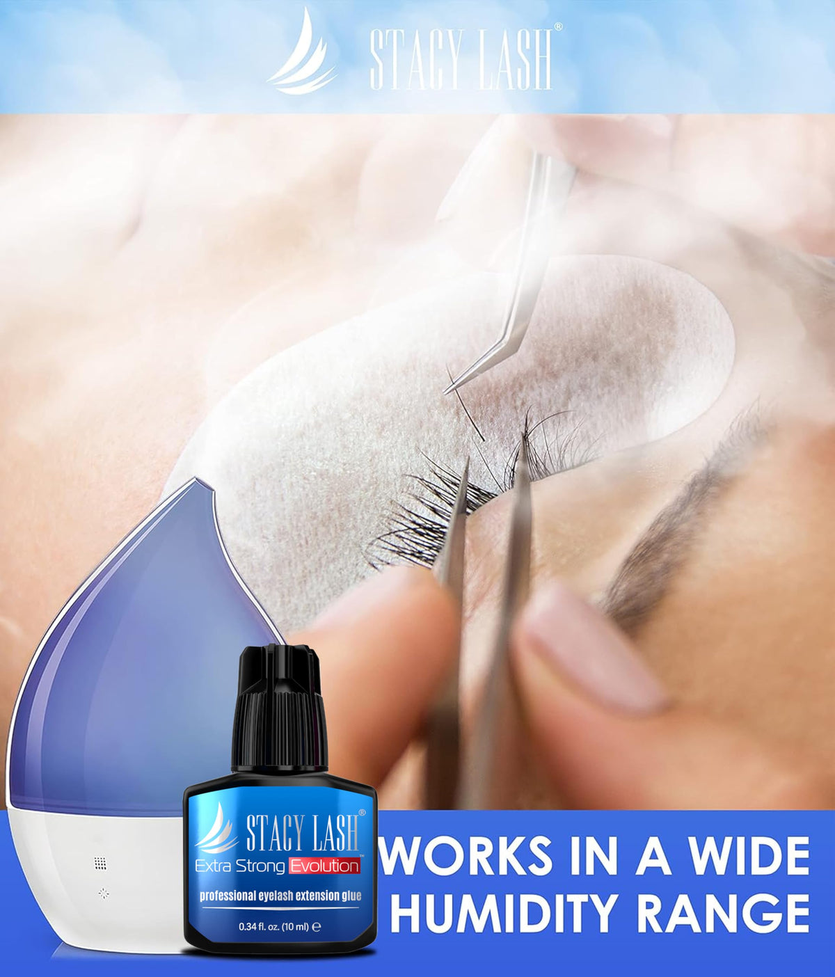 STACY LASH Extra Strong Evolution Eyelash Extension Glue with lash extensions