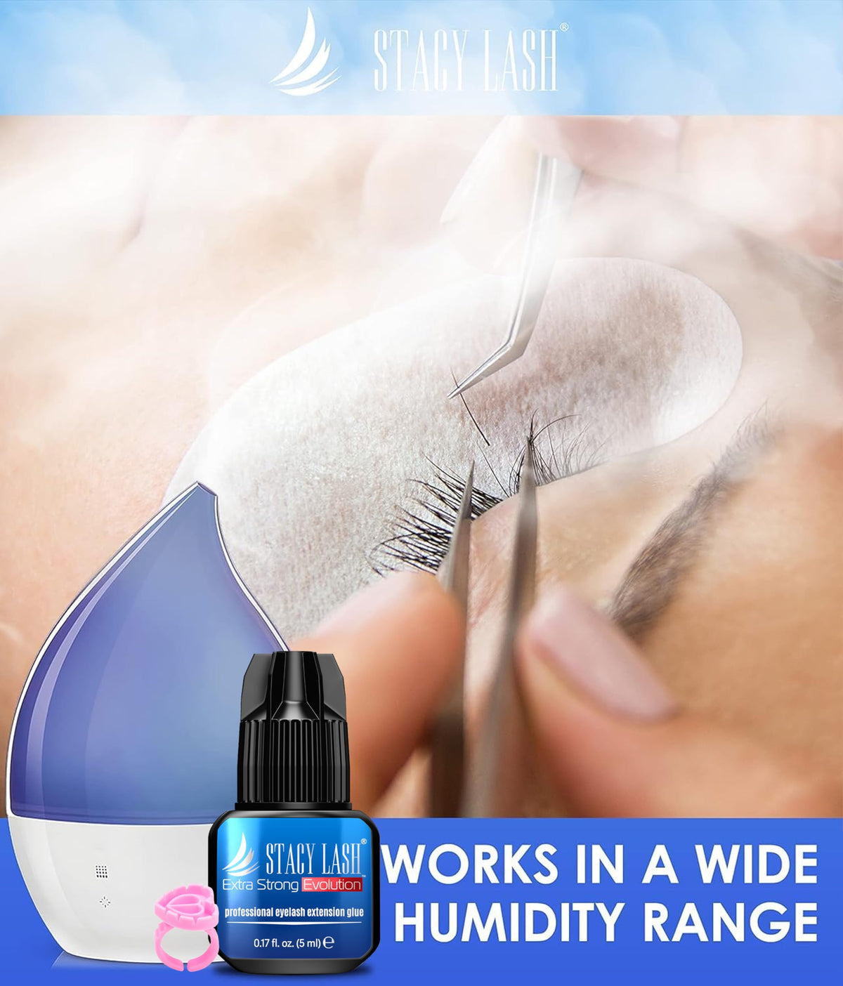 STACY LASH eyelash extension glue with application tools