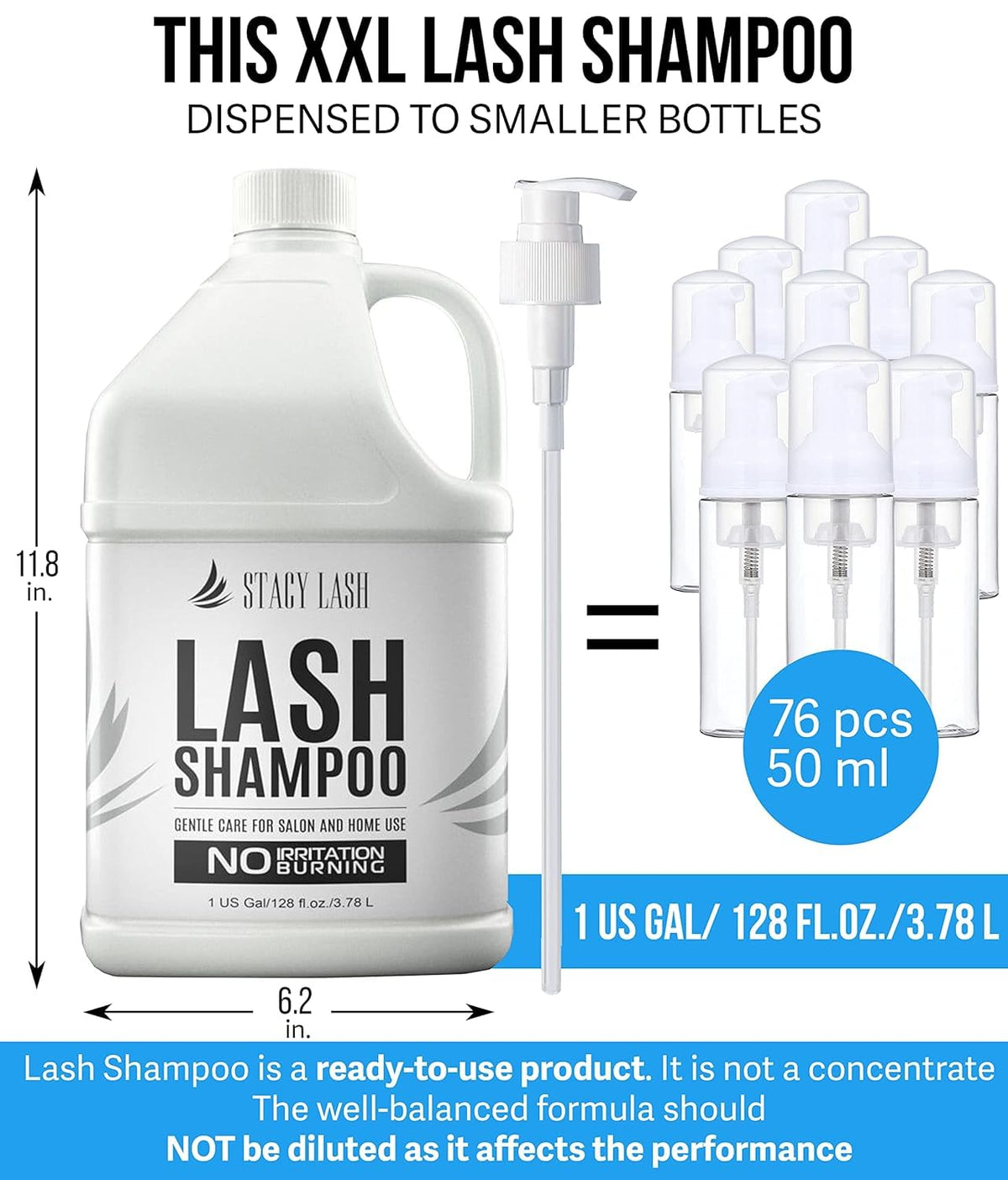STACY LASH Eyelash Extension Shampoo 1US Gal side view